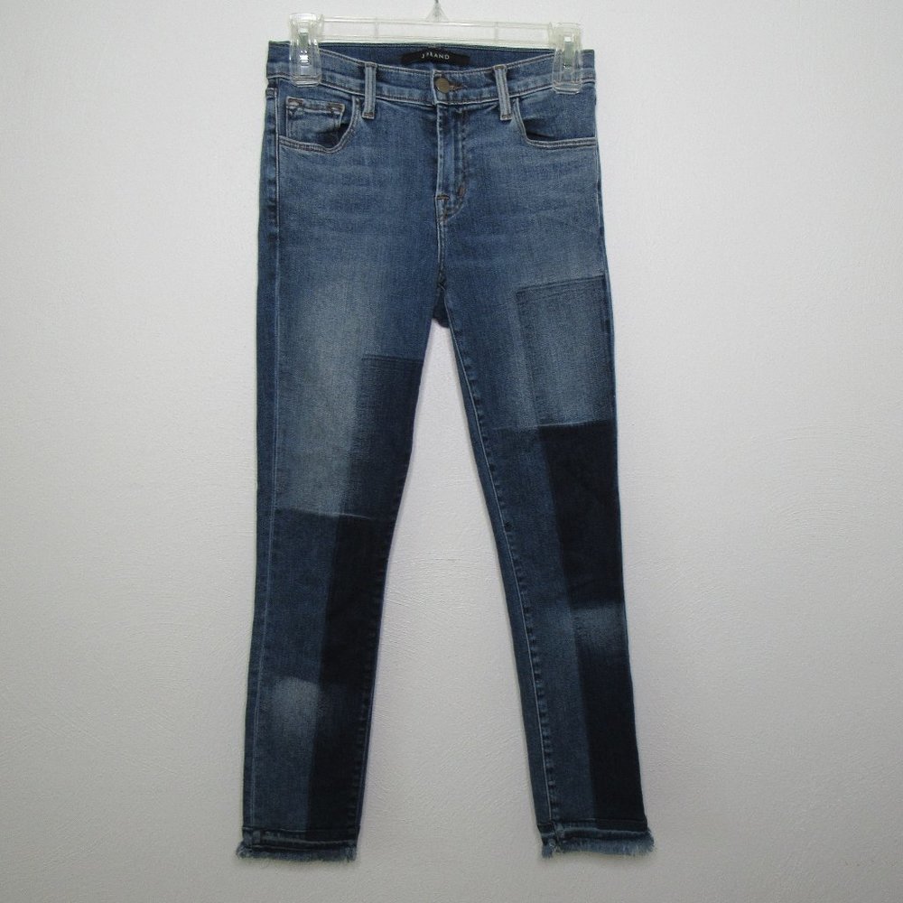 J BRAND Mid Rise Skinny Patchwork Raw Hem Size 25